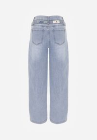 Born2be - Niebieskie Szerokie Jeansy z Bawełną z Wysokim Stanem i Denimowym Paskiem Venwyn. Okazja: na co dzień, na spotkanie biznesowe, do pracy. Stan: podwyższony. Kolor: niebieski. Styl: casual, biznesowy, elegancki #2