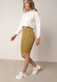 Born2be - Zielone Szorty Kolarki z Wysokim Stanem i Modelującym Pasem Toadgrass. Stan: podwyższony. Kolor: zielony. Styl: elegancki #6
