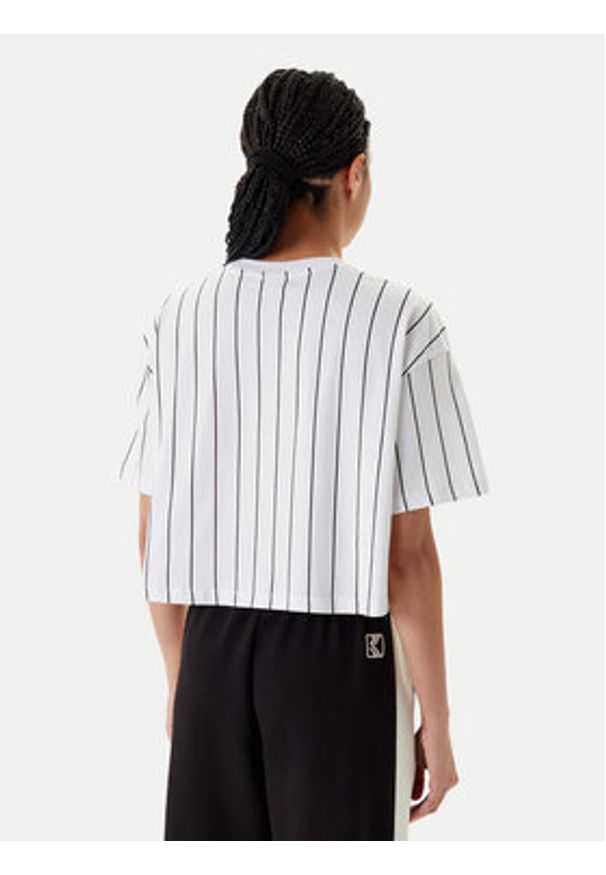 Karl Kani T-Shirt Small Signature Essential Pinstripe 6137879 Biały Relaxed Fit. Kolor: biały. Materiał: bawełna
