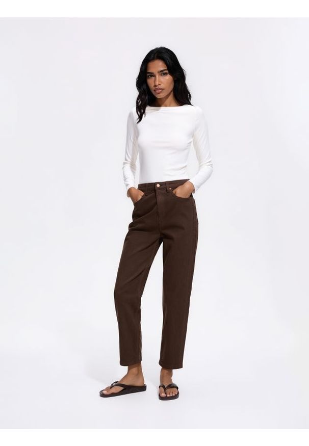 Reserved - Jeansy mom fit slim - dark grey jeans