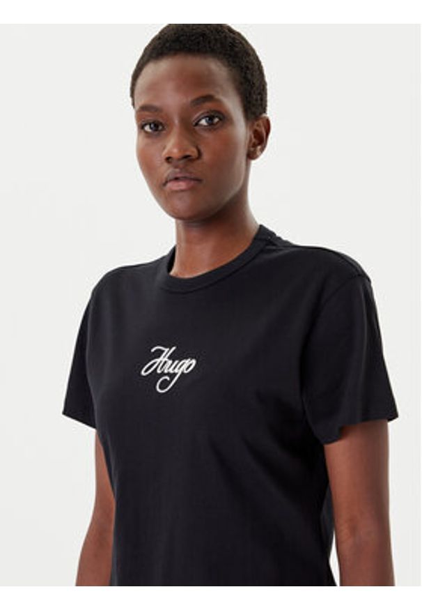 Hugo - HUGO T-Shirt Destrel_3 50550117 Czarny Regular Fit. Kolor: czarny. Materiał: bawełna
