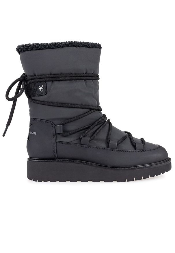 Buty Calvin Klein Plus Snow Boot YW0YW00731-BDS - czarne. Kolor: czarny. Materiał: materiał, futro, skóra, guma. Szerokość cholewki: normalna. Sezon: zima