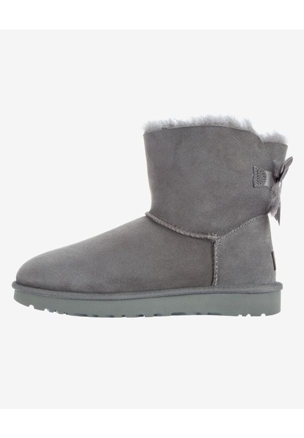 Ugg - UGG Mini Bailey Bow II Śniegowce Szary. Nosek buta: okrągły. Kolor: szary. Materiał: skóra