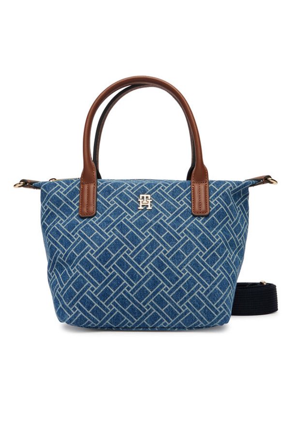 TOMMY HILFIGER - Tommy Hilfiger Torebka Popette Mini Tote Denim Flag AW0AW18612 Niebieski. Kolor: niebieski