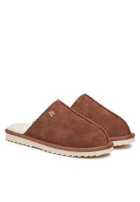 TOMMY HILFIGER - Tommy Hilfiger Kapcie FW0FW08396 Brązowy. Kolor: brązowy. Materiał: zamsz, skóra #4