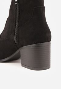 Renee - Czarne Botki Vices w Stylu Kowbojek na Obcasie Vertige. Zapięcie: zamek. Kolor: czarny. Materiał: jeans. Sezon: jesień. Obcas: na obcasie. Styl: rockowy, elegancki, boho. Wysokość obcasa: średni #6