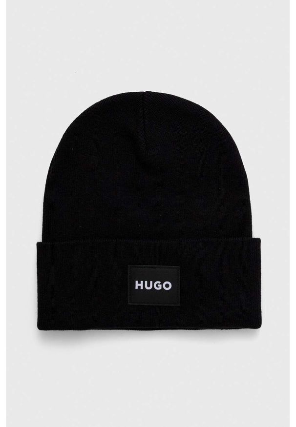 Hugo - HUGO czapka kolor czarny. Kolor: czarny. Materiał: dzianina