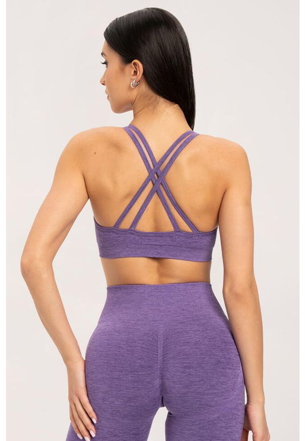 GYM GLAMOUR - Stanik fitness cardio damski Gym Glamour seamless. Kolor: fioletowy. Sport: fitness