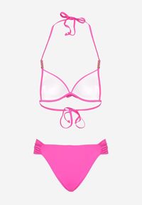 Born2be - Fuksjowe Bikini Biustonosz Push Up z Wiązaniem i Majtki Figi Miraviela. Kolor: różowy. Wzór: ażurowy, haft #2
