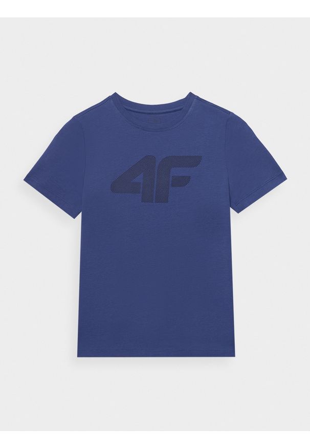 4f - 4F T-shirt z nadrukiem chłopięcy 146 (10-11 lat). Kolor: niebieski. Materiał: bawełna. Wzór: nadruk. Sezon: lato