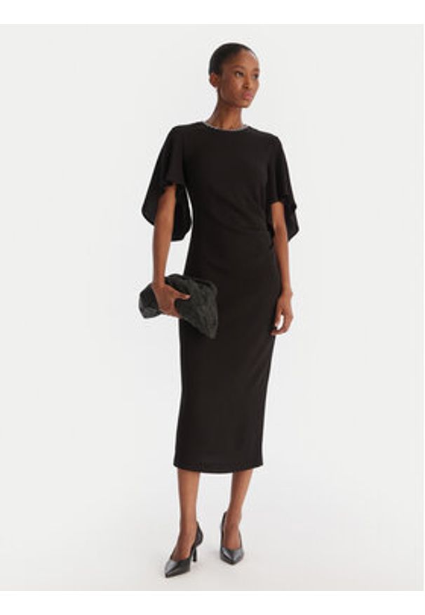 Pinko - PINKO Sukienka koktajlowa Scopone Abito 105583 A2Q2 Czarny Regular Fit. Kolor: czarny. Materiał: wiskoza. Styl: wizytowy