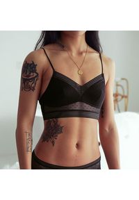 Intica - Stanik z dekoltem na plecach do codziennych stylizacji Neasa. Kolor: czarny. Materiał: materiał, skóra #3