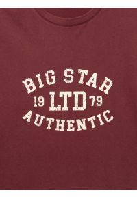 Big-Star - Koszulka męska z nadrukiem bordowa Teller 604. Okazja: na co dzień. Kolor: czerwony. Materiał: tkanina, skóra, dzianina, żakard, materiał, jeans. Wzór: nadruk. Styl: vintage, klasyczny, casual, elegancki