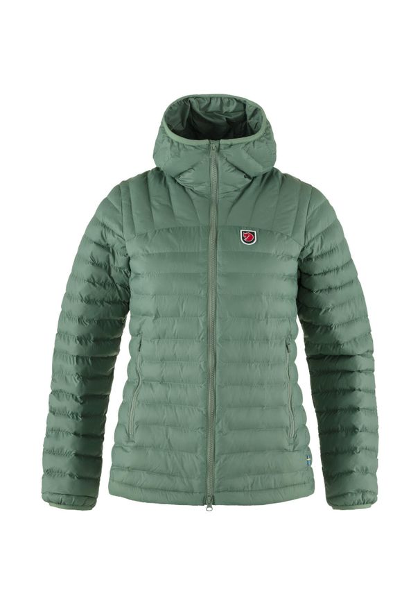 FJÄLRÄVEN KANKEEN - Kurtka puchowa damska Fjällräven Expedition Lätt Hoodie. Kolor: zielony. Materiał: puch. Sport: turystyka piesza