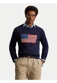Polo Ralph Lauren Sweter 710718281006 Granatowy Regular Fit. Typ kołnierza: polo. Kolor: niebieski. Materiał: bawełna #4