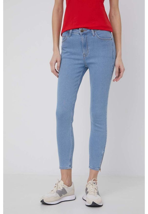 Lee jeansy SCARLETT HIGH ZIP LIGHT RUBY damskie medium waist. Stan: podwyższony. Kolor: niebieski