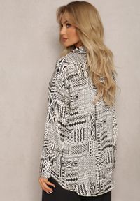 Renee - Beżowo-Czarna Koszula o Luźnym Fasonie w Etno Wzór Goliana. Kolor: beżowy. Styl: etno #3