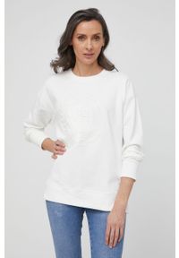 TOMMY HILFIGER - Tommy Hilfiger bluza bawełniana ICON damska kolor biały z aplikacją. Kolor: biały. Materiał: bawełna. Wzór: aplikacja