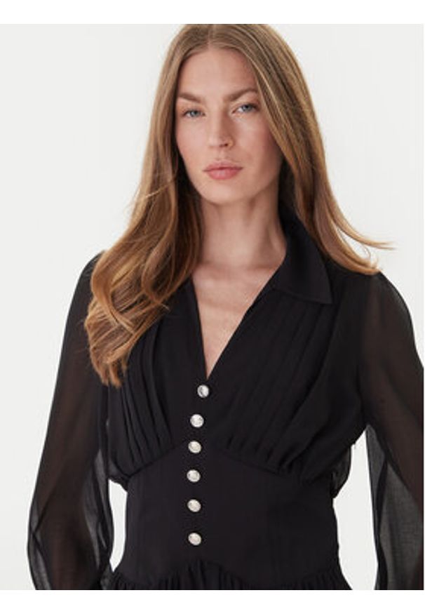 Morgan Sukienka codzienna 251-ROPLIS Czarny Loose Fit. Okazja: na co dzień. Kolor: czarny. Materiał: syntetyk. Typ sukienki: proste. Styl: casual