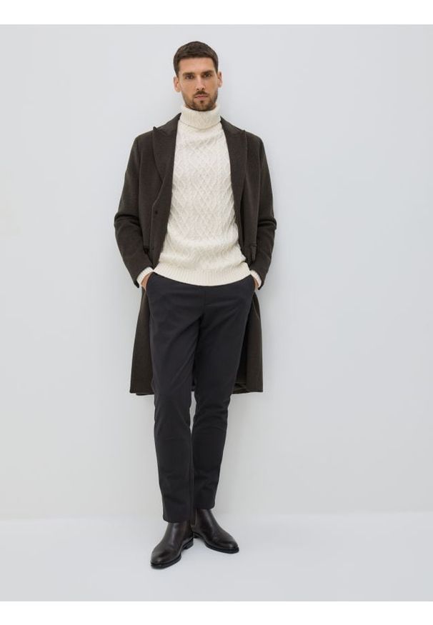 Reserved - Spodnie chino slim fit - czarny. Kolor: czarny. Materiał: tkanina, bawełna