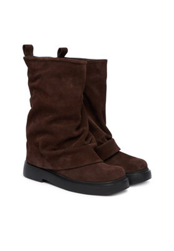 Bronx Botki Harl-Eyy 47648-OC Brązowy. Kolor: brązowy. Materiał: skóra, zamsz