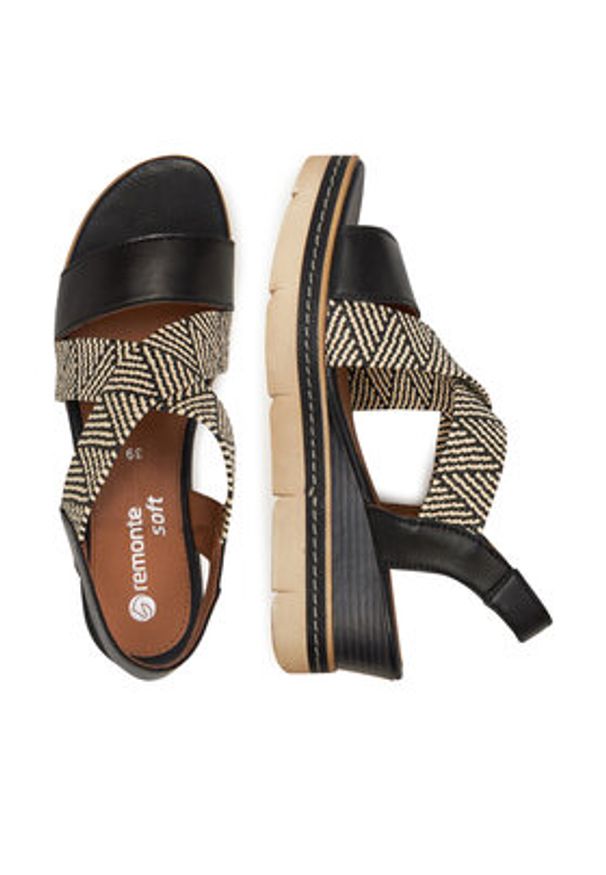 Remonte Sandały D2L54-03 Czarny. Kolor: czarny. Materiał: skóra