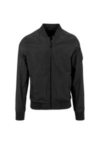 BUILD YOUR BRAND - Męska Nylonowa Kurtka Bomberka. Kolor: czarny. Materiał: nylon #1