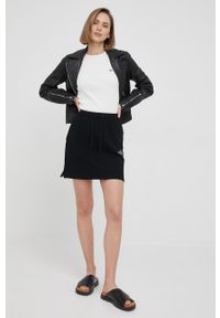 Calvin Klein Jeans spódnica bawełniana kolor czarny mini prosta. Okazja: na co dzień. Kolor: czarny. Materiał: bawełna. Styl: casual