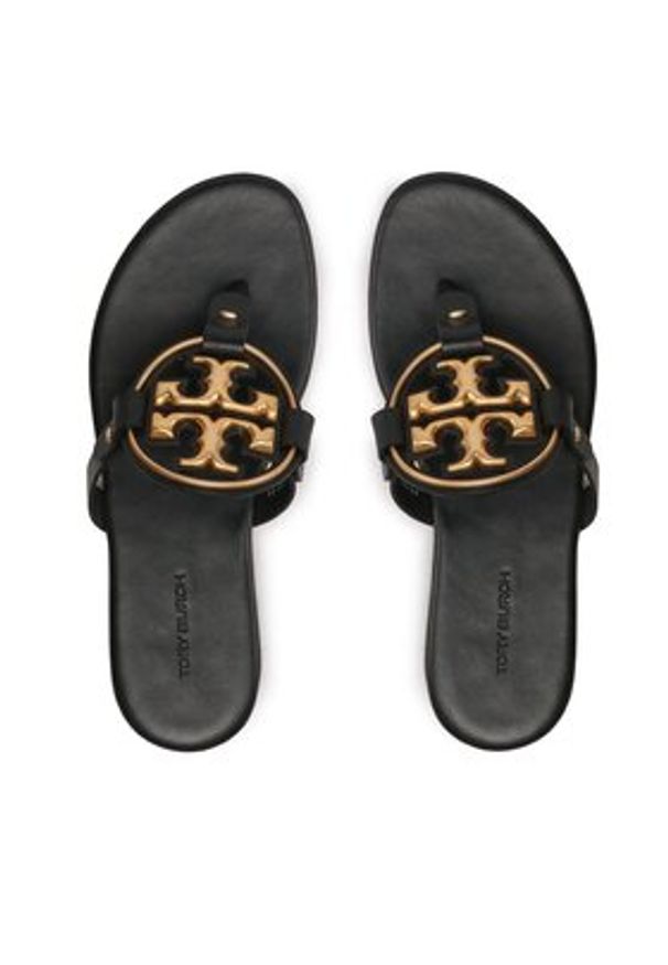 Tory Burch Japonki Metal Miller 136593 Czarny. Kolor: czarny. Materiał: skóra