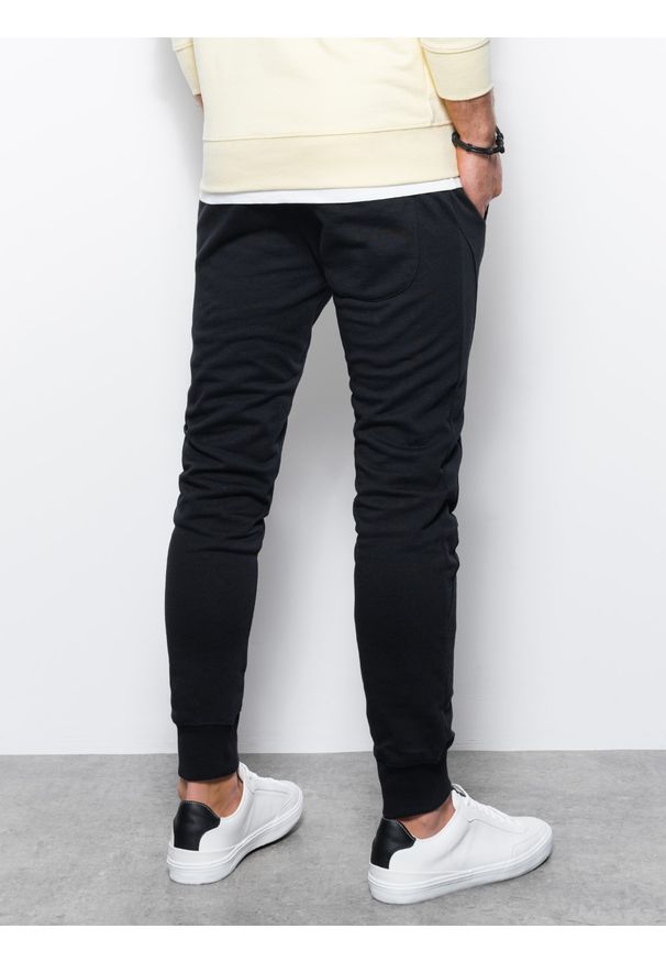 Ombre Clothing - Spodnie męskie dresowe joggery P948 - czarne - XXL. Kolor: czarny. Materiał: dresówka