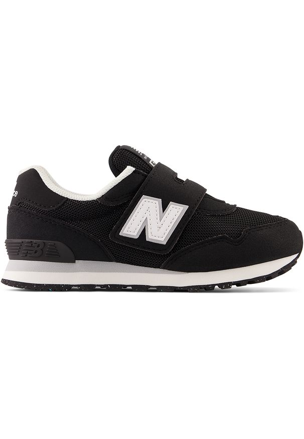 Buty dziecięce New Balance PV515BLK – czarne. Okazja: na uczelnię, na co dzień. Zapięcie: rzepy. Kolor: czarny. Materiał: guma, syntetyk, materiał. Szerokość cholewki: normalna