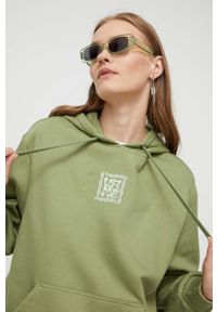 Vans bluza damska kolor zielony z kapturem z nadrukiem. Typ kołnierza: kaptur. Kolor: zielony. Wzór: nadruk #5