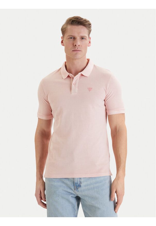 Guess Polo F6GP03 K9WF1 Pomarańczowy Slim Fit. Typ kołnierza: polo. Kolor: pomarańczowy. Materiał: bawełna