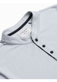 Ombre Clothing - Koszulka męska polo bawełniana S1381 - jasnoszara - M. Typ kołnierza: polo. Kolor: szary. Materiał: bawełna #4