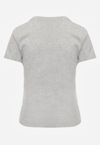 Born2be - Szary Bawełniany T-shirt w Klasycznym Stylu Nedila. Kolor: szary. Materiał: bawełna. Długość: długie. Styl: klasyczny #6