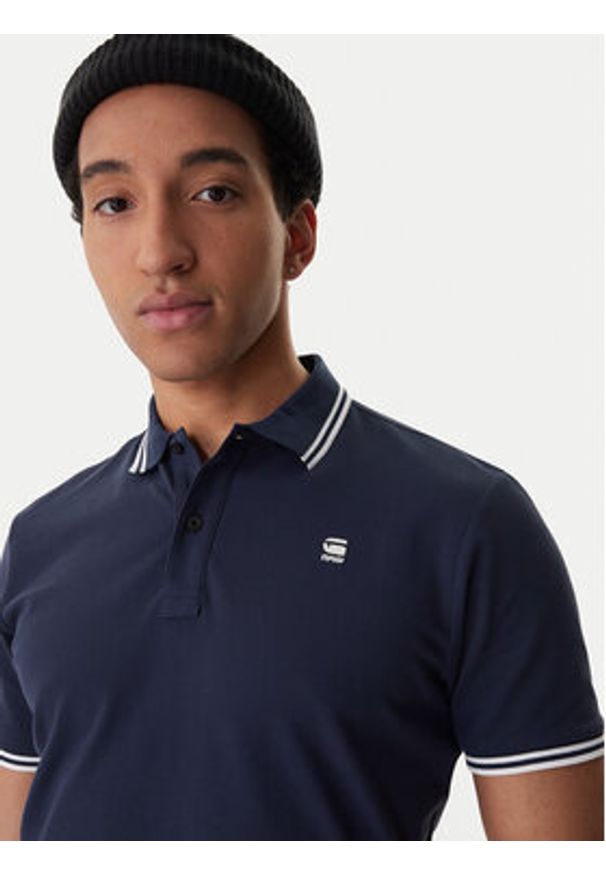 G-Star RAW - G-Star Raw Polo Dunda D17127-5864 Granatowy Regular Fit. Typ kołnierza: polo. Kolor: niebieski. Materiał: bawełna