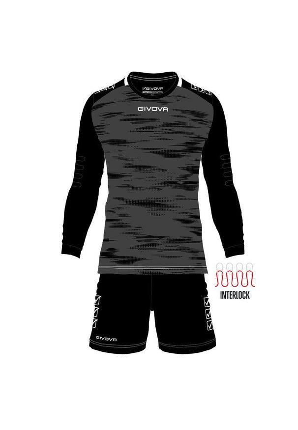 Dres piłkarski męski Givova Difesa. Kolor: wielokolorowy, szary, czarny. Materiał: dresówka. Sport: piłka nożna