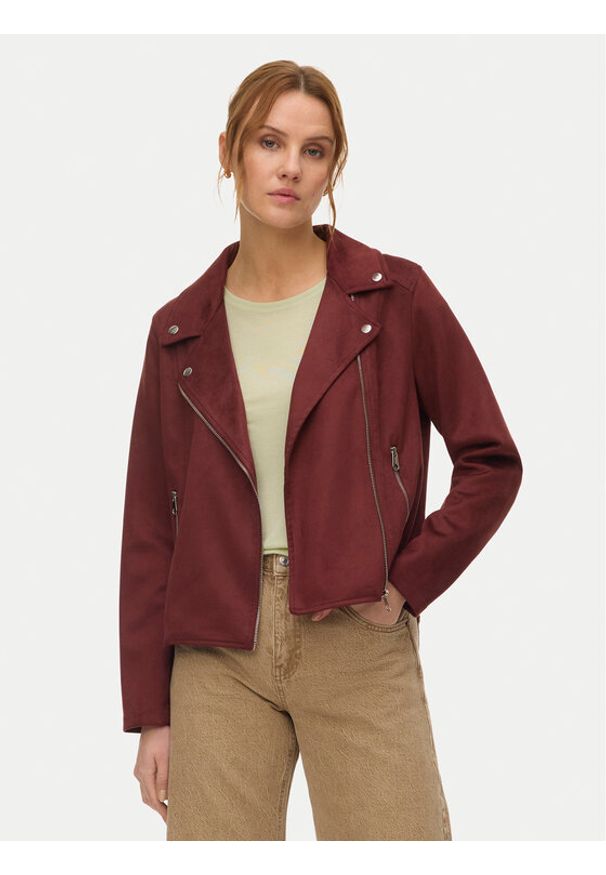 Vero Moda Kurtka z imitacji skóry Jose 10300938 Bordowy Regular Fit. Kolor: czerwony. Materiał: skóra