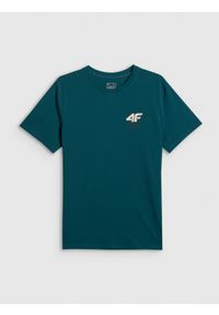 4f - 4F T-shirt regular gładki męski - turkusowy S. Okazja: na co dzień, na spacer. Kolor: turkusowy. Materiał: materiał, dresówka, jeans. Wzór: gładki. Styl: klasyczny, casual #1