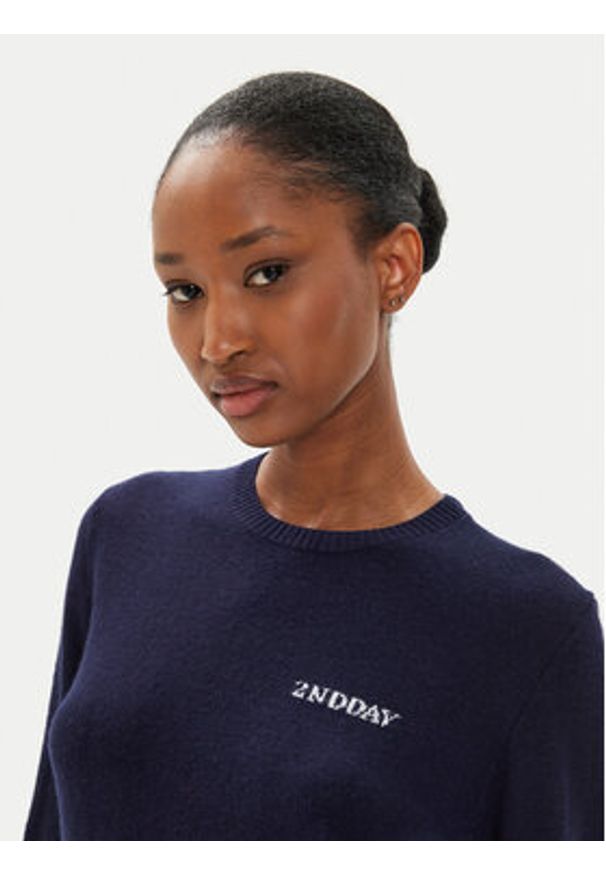 2NDDAY Sweter Lance TT 2244340408 Granatowy Regular Fit. Kolor: niebieski. Materiał: wełna