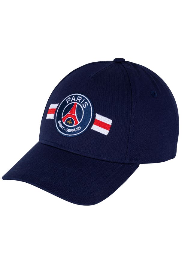 PSG - Czapka z daszkiem Paris Saint Germain bawełna granatowa. Kolor: niebieski. Materiał: bawełna