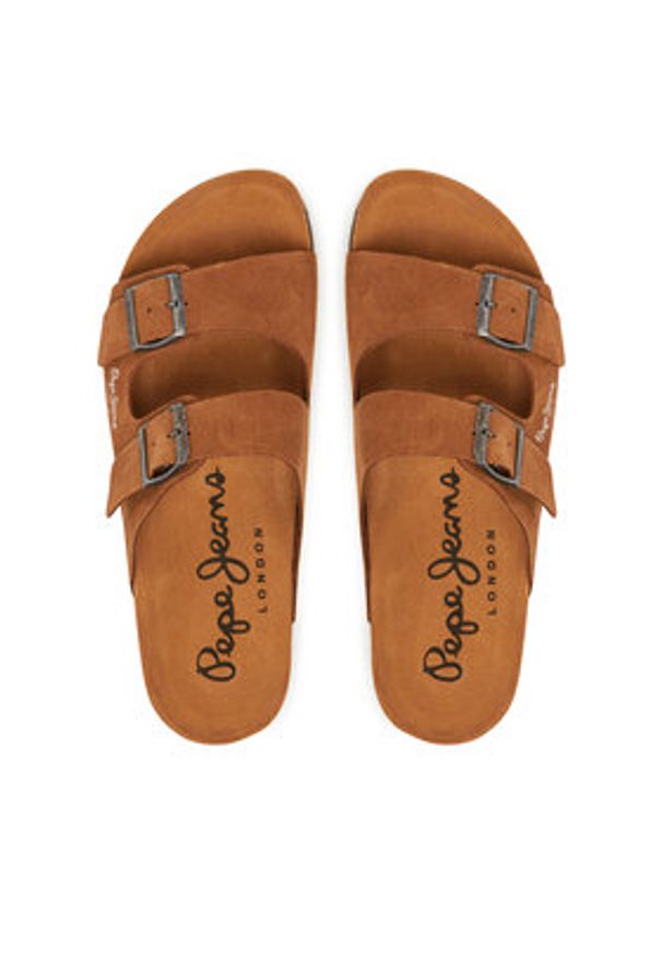 Pepe Jeans Klapki PMS90112 Beżowy. Kolor: beżowy. Materiał: zamsz, skóra