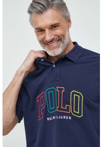 Polo Ralph Lauren polo bawełniane kolor granatowy z aplikacją. Typ kołnierza: polo. Kolor: niebieski. Materiał: bawełna. Długość: krótkie. Wzór: aplikacja #4
