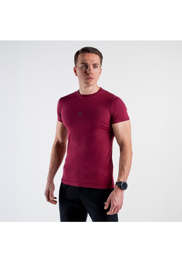 Koszulka slim basic DZIK® bordowa. Kolor: czerwony