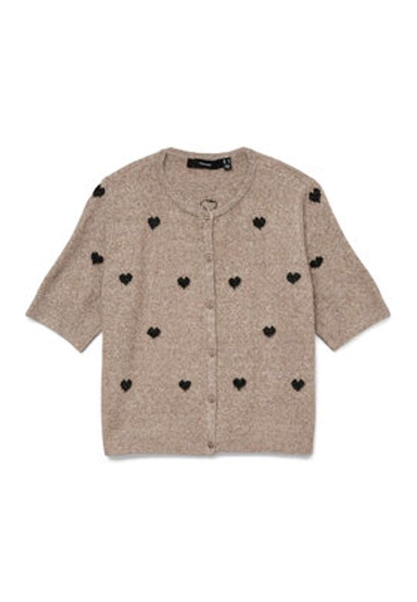 Vero Moda Kardigan Doffy 10330795 Beżowy Regular Fit. Kolor: beżowy. Materiał: syntetyk