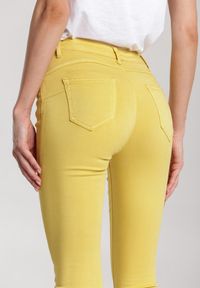 Renee - Żółte Spodnie Skinny Abalaeno. Kolor: żółty. Długość: długie. Wzór: gładki #2