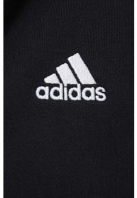 Adidas - adidas bluza bawełniana damska kolor czarny z kapturem z nadrukiem. Typ kołnierza: kaptur. Kolor: czarny. Materiał: bawełna. Wzór: nadruk #4