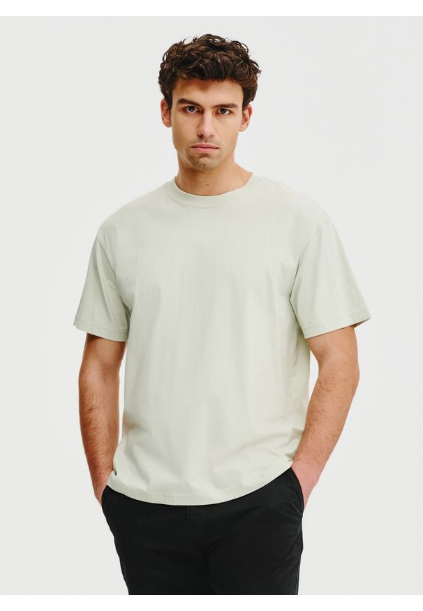 Pako Lorente - PAKO LORENTE – Oliwkowy t-shirt oversize. Okazja: na co dzień. Kolor: oliwkowy, zielony. Materiał: bawełna. Styl: casual