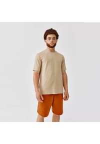 KALENJI - Koszulka do biegania męska Kalenji Soft. Kolor: beżowy. Materiał: elastan, bawełna, poliamid, poliester, materiał