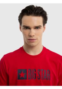 Big-Star - Koszulka męska bawełniana z logo BIG STAR czerwona Flynn 603. Okazja: na co dzień. Kolor: czerwony. Materiał: bawełna. Wzór: nadruk. Styl: casual, klasyczny #6